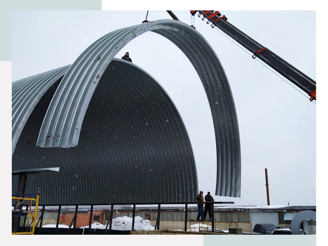 Полукруглые ангары в Юрге